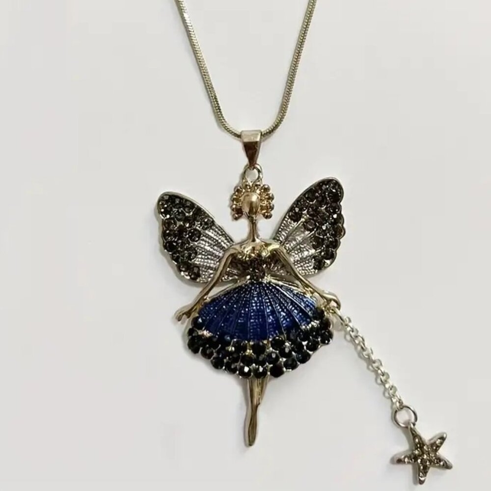WINGED ANGEL CRYSTAL STAR PENDANT